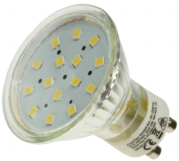ChiliTec LED Strahler GU10 15 SMD LEDs 6000k, 60lm, 120°, 230V/0,8W, weiß