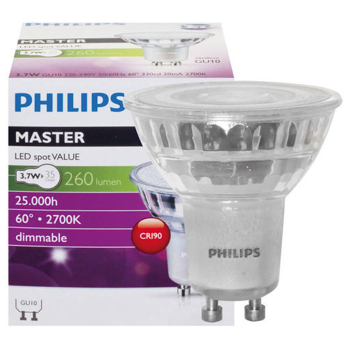 Philips  MASTER GU10,260 lm, 3,7W,2700k, 60° 25.000 h