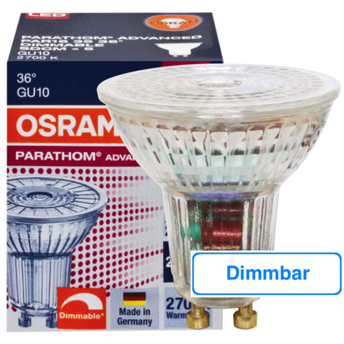 Osram LED-Lampe, Reflektor, GU10/240V/3,1W, 36°, 230 lm, 2700K dimmbar